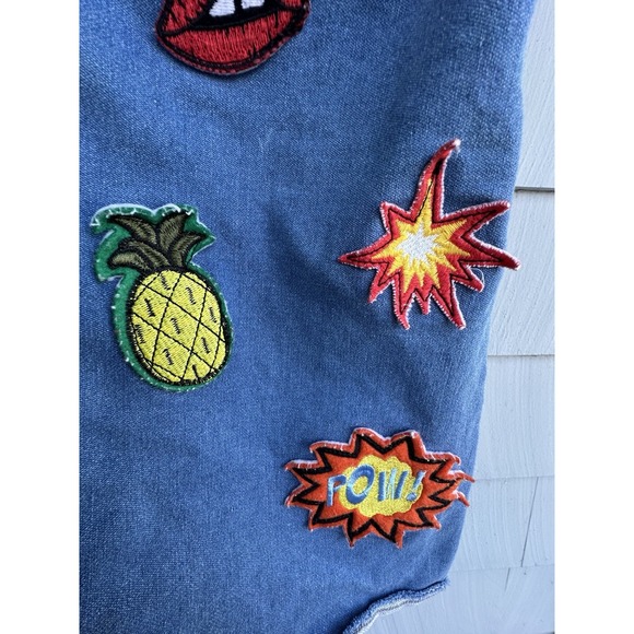 FARM Rio Denim Patch Romper (XS/P) –‎ Rare – Needs Crotch Repair – Raw Hem - Picture 7 of 14